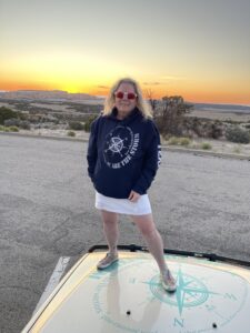 Sue preparing to compete in the 2025 Rebelle Rally